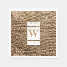 Rustic Burlap Monogram Initiaal Servet