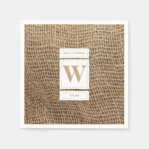 Rustic Burlap Monogram Initiaal Servet