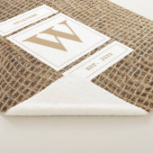Rustic Burlap Monogram Initiaal Sherpa Deken (3/4)