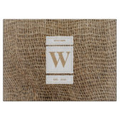 Rustic Burlap Monogram Initiaal Snijplank (Voorkant)