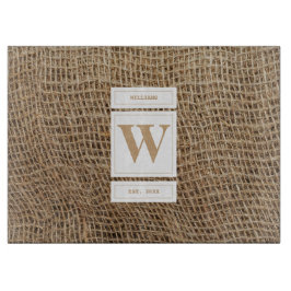 Rustic Burlap Monogram Initiaal Snijplank