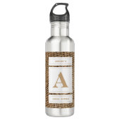 Rustic Burlap Monogram Initiaal Waterfles (Voorkant)