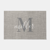 Rustic Burlap Monogrammed Familienaam Doormat Deurmat (Voorkant)