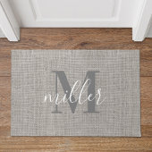 Rustic Burlap Monogrammed Familienaam Doormat Deurmat