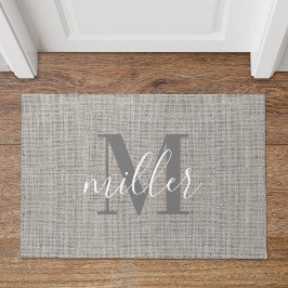 Rustic Burlap Monogrammed Familienaam Doormat Deurmat