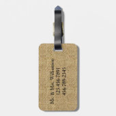 Rustic Burlap Mr en Mrs Travel Bagagelabel (Achterkant verticaal)