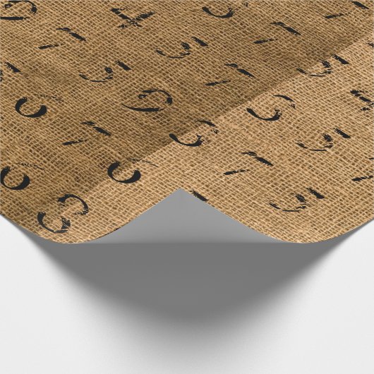 Rustic Burlap Numbers verpakkingspapier Cadeaupapier (Hoek)