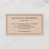 Rustic Burlap Paarse Bloemkam Haarstylist Visitekaartje (Achterkant)