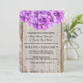 Rustic burlap paarse hydrangea trouwt met ph1 kaart (Staand voorkant)