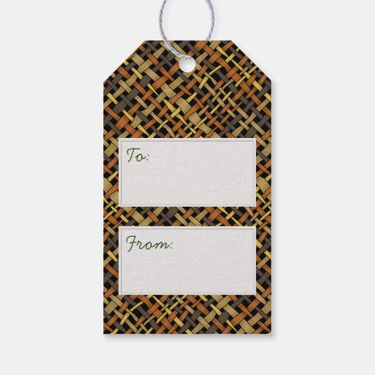 Rustic Burlap Pattern Black met Text Greeting Cadeaulabel (Achterkant)