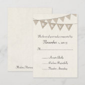 Rustic Burlap Pennant Wedding RSVP Kaartje (Voorkant / Achterkant)