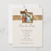 Rustic Burlap Photo Save the Date Kaart (Voorkant)