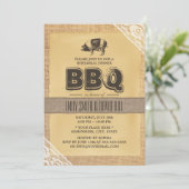 Rustic Burlap Pig Roast BBQ Rehearsal Dinner Kaart (Staand voorkant)