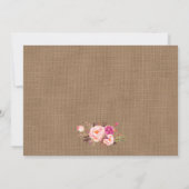Rustic Burlap Pink Floral Lace Save the Date (Achterkant)