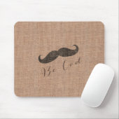 Rustic Burlap Print & Mustache Muismat (Met muis)