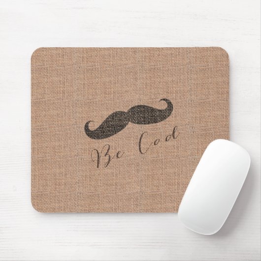 Rustic Burlap Print & Mustache Muismat (Met muis)