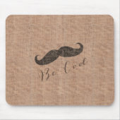 Rustic Burlap Print & Mustache Muismat (Voorkant)
