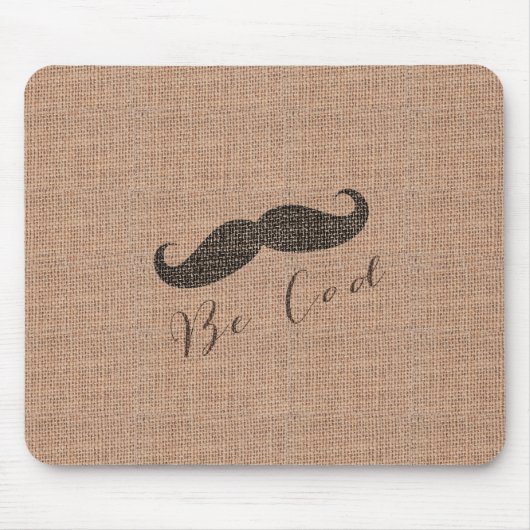 Rustic Burlap Print & Mustache Muismat (Voorkant)