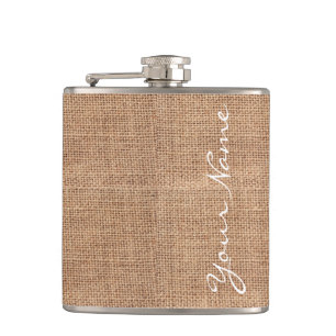 Rustic Burlap print op maat Heupfles