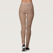Rustic Burlap Print Patroon Leggings (Achterkant)