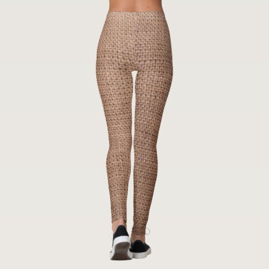 Rustic Burlap Print Patroon Leggings (Achterkant)