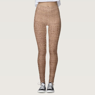 Rustic Burlap Print Patroon Leggings
