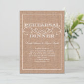Rustic Burlap Print Rehearsal Dinner Invitation Kaart (Staand voorkant)