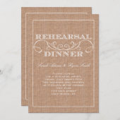 Rustic Burlap Print Rehearsal Dinner Invitation Kaart (Voorkant / Achterkant)
