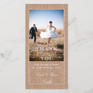 Rustic Burlap Print Wedding Dank je fotokaarten Bedankkaart