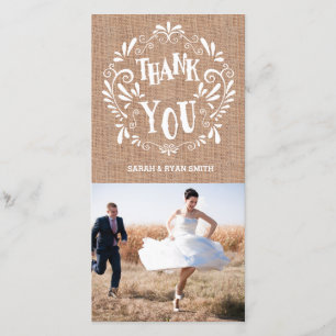 Rustic Burlap Print Wedding Dank je fotokaarten Bedankkaart