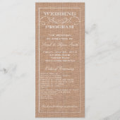 Rustic Burlap Print Wedding Program Programmakaart (Voorkant)