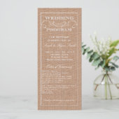 Rustic Burlap Print Wedding Program Programmakaart (Staand voorkant)