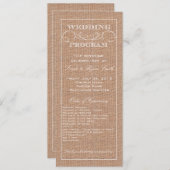 Rustic Burlap Print Wedding Program Programmakaart (Voorkant / Achterkant)