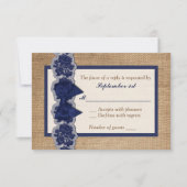 Rustic Burlap, PRINTED Lace, Bow Wedding RSVP-kaar RSVP Kaartje (Voorkant)