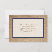 Rustic Burlap, PRINTED Lace, Bow Wedding RSVP-kaar RSVP Kaartje (Achterkant)
