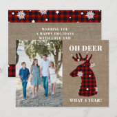 Rustic Burlap Pset Snowflake Oh Deer Foto Feestdagenkaart (Voorkant / Achterkant)