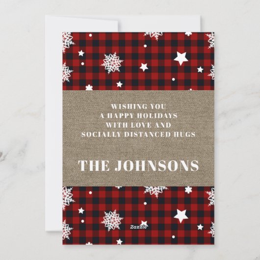 Rustic Burlap Pset Snowflake Oh Der Kerstmis Feestdagenkaart (Achterkant)