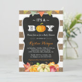 Rustic Burlap Pumpkin Het is een Baby shower van d Kaart (Staand voorkant)