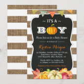 Rustic Burlap Pumpkin Het is een Baby shower van d Kaart (Voorkant / Achterkant)