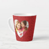 Rustic Burlap Red Heart Mom Foto Latte Mok (Linkerhoek)