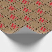 Rustic Burlap Red Monogram pakpapier (Hoek)