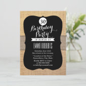 Rustic Burlap Ribbon 30th Birthday Party Kaart (Staand voorkant)