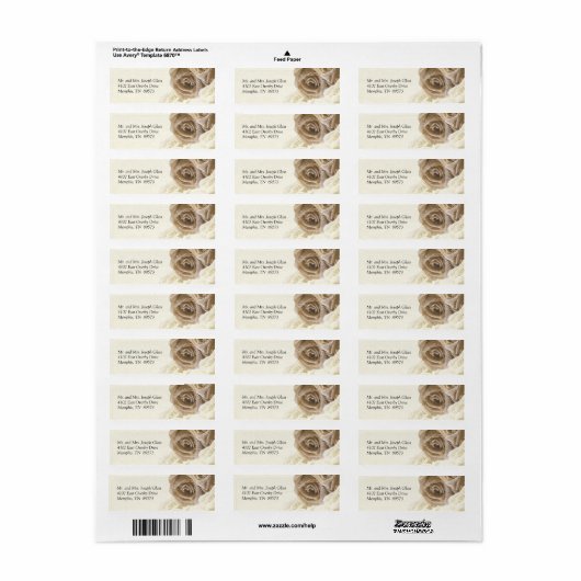 Rustic Burlap Roos Flowers Retouradres Labels (Full Sheet)