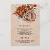 Rustic Burlap Roos Terracotta Wedding Details Informatiekaartje (Voorkant)
