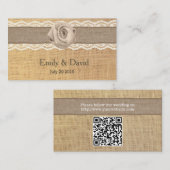 Rustic Burlap Roos Wedding Website Kaarten invoege (Voorkant / Achterkant)