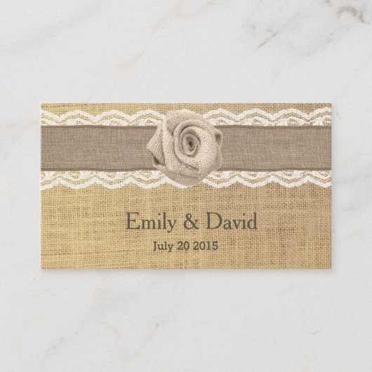 Rustic Burlap Roos Wedding Website Kaarten invoege (Voorkant)