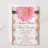 Rustic Burlap roze Daisy Bridal Shower Invitations Kaart (Voorkant)