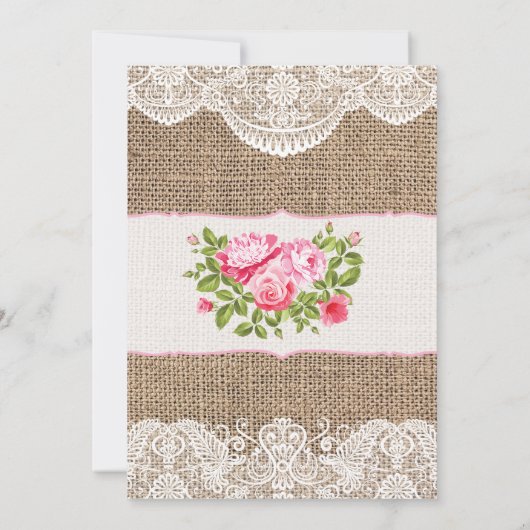 Rustic Burlap Rozen Peony Kaart (Achterkant)