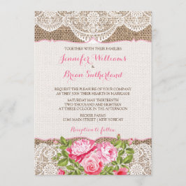Rustic Burlap Rozen Peony Kaart