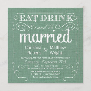 Rustic Burlap Sage Green Wedding Invitations Kaart